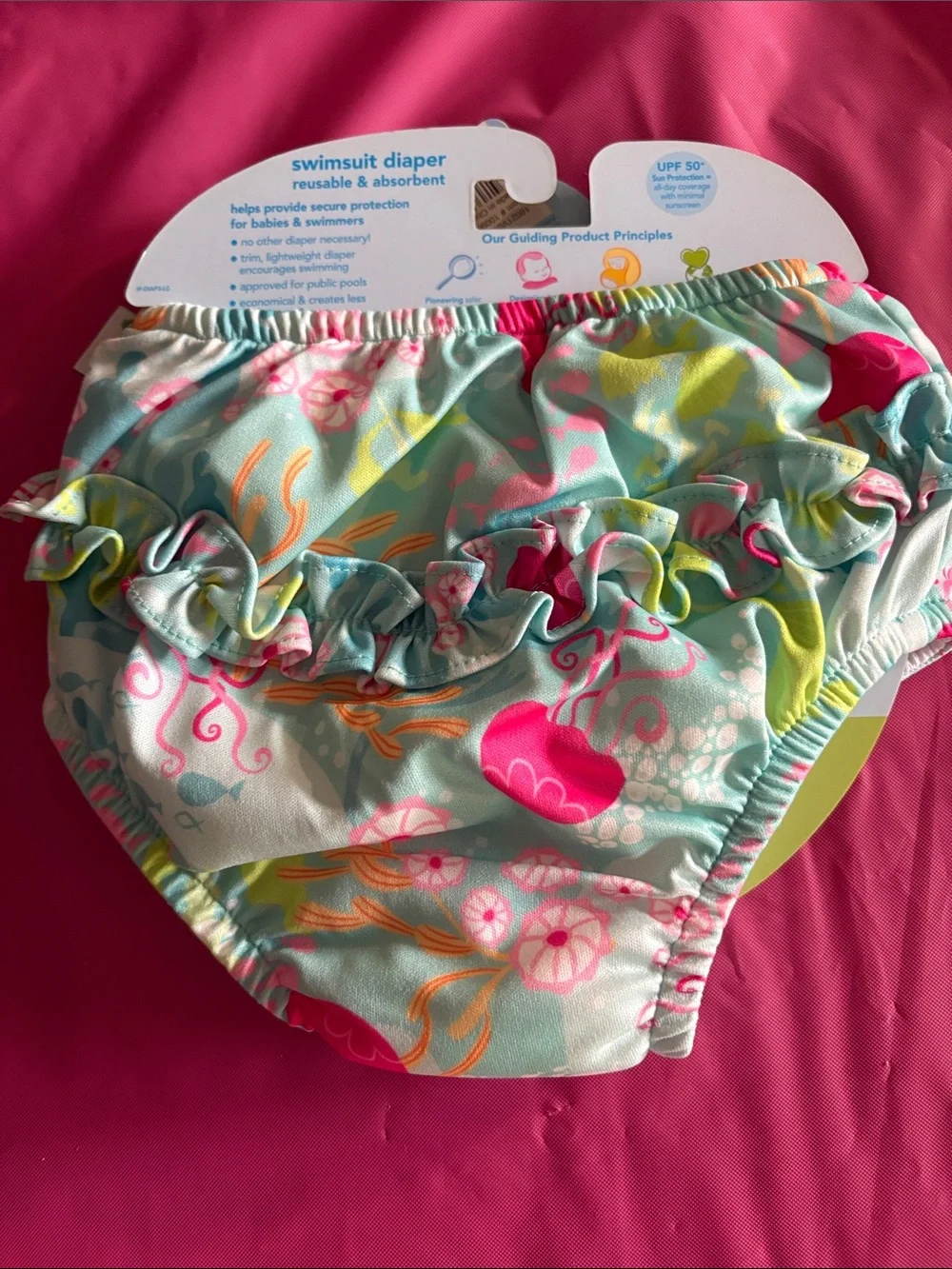 i play. Floral Aqua & Pink Swim Diaper